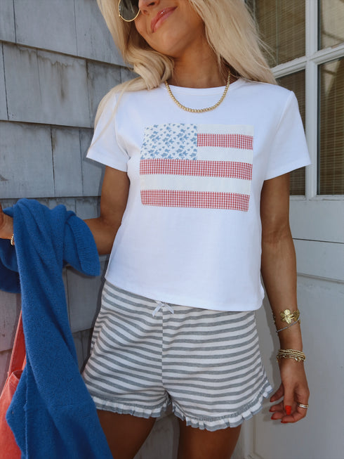 Coastal Cutie Striped Shorts // H. Grey *PREORDER*